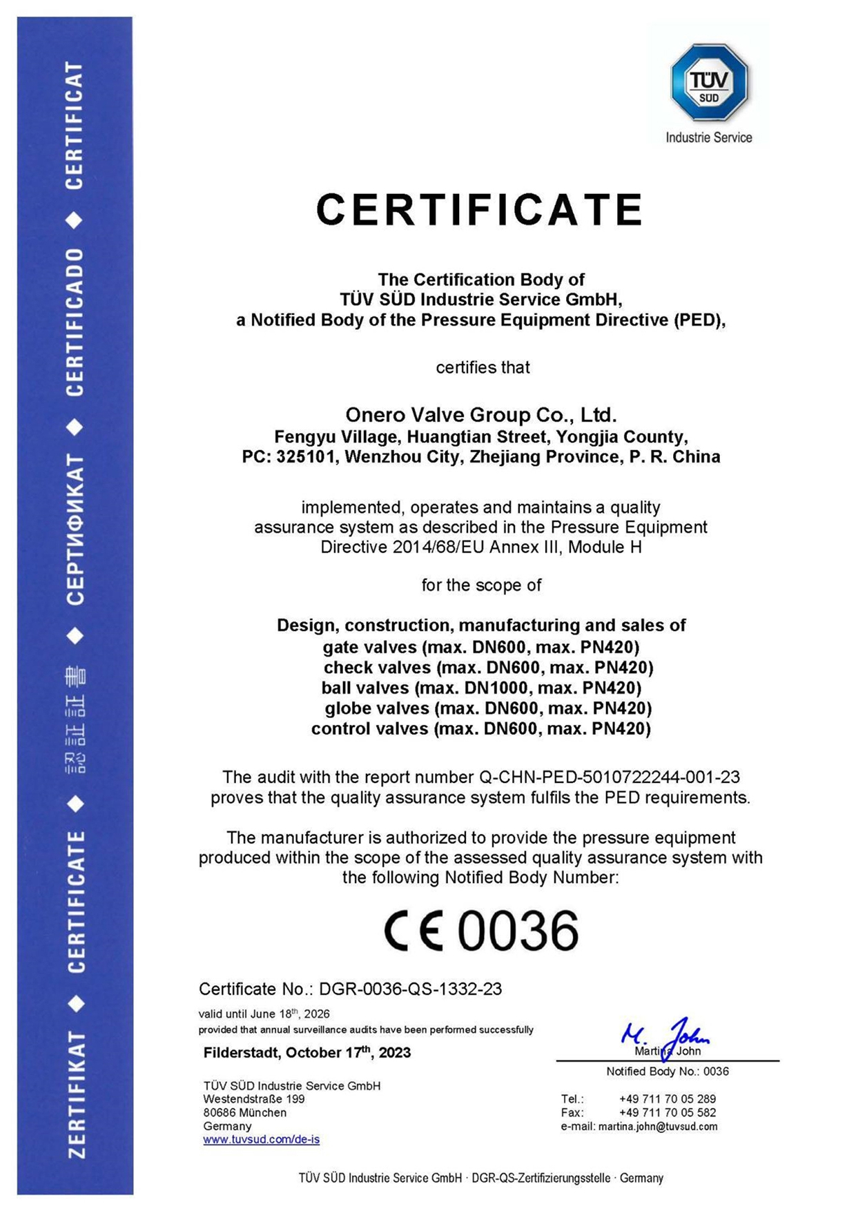 Certificates